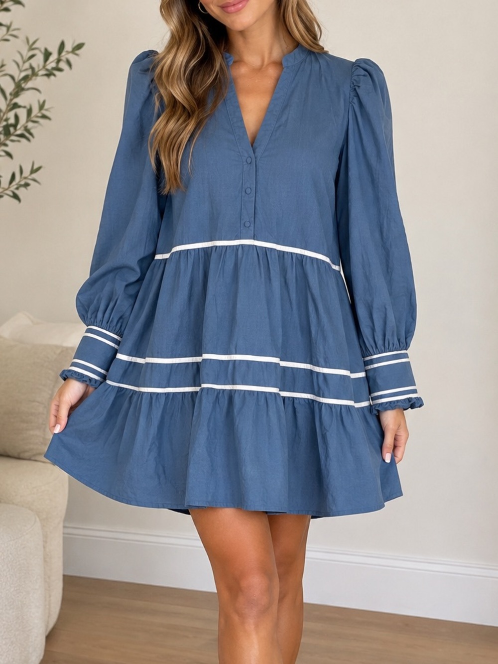 Pomander Place Tuckernuck Tiered Abby Dress Ruffle Long Sleeves Sz XL
